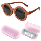 Oculos Sol Infantil Retro Premium Proteção Uv Marrom + Case Menino Social Acetato Menina Vintage
