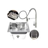 Kit Cuba Cozinha Gourmet Aço Inox 60x42 E Torneira Flexível