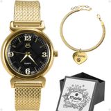Relogio Feminino Aço Inox + Pulseira Personalizada + Caixa Qualidade Premium Casual Silicone Dourado