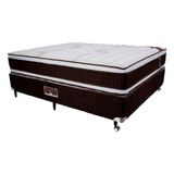 Cama Box Casal Castor Selle P Dupla Com Revestimento Em Tecido Suede + Colchão Com Euro Pillow E Molejo Tecnopedic 34x138x188cm
