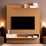 Home Para Tvs 80&quot; Tucumã Ripado 1.8 Nature Jb Móveis