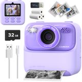 Câmera Infantil Mgaolo Instant Print Photo Hd Video Purple 3-12y