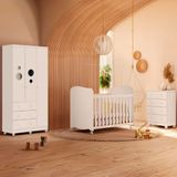 Guarda-roupa Infantil Peroba Duda Plus Com 92 Cm De Largura + Cômoda Com 1 Porta, 4 Gavetas, 1 Prateleira Com 65,1 Cm De Largura + Berço