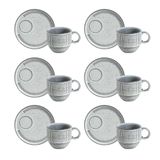 Conjunto De Xícaras De Chá Empilháveis Com Pires Porto Brasil Titanium 6 Peças - 230 Ml