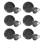 Conjunto De Xícaras De Café Com Pires Porto Brasil Bio Titanium 6 Peças - 120 Ml