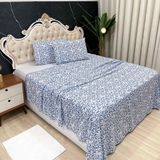 Jogo De Cama Lençol Queen Colonial Percal 300 Fios 4 Peças - Azul