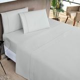 Jogo De Cama Lençol Milano Casal 4 Peças Percal 200 Fios Ponto Palito Classic - Cinza