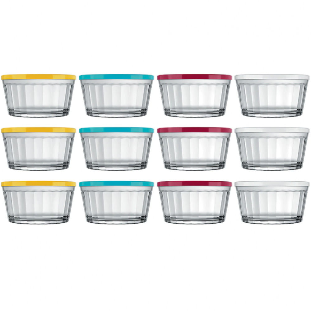 Conjunto De Tigelas Copo Americano Em Vidro E Plástico 600 Ml 12 Peças