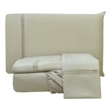 Jogo De Cama Lençol Stella Queen 4 Peças Percal 300 Fios Ponto Infinito Macio - Fendi