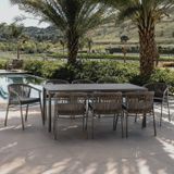 Conjunto Jardim E Varanda 1 Mesa 190cm 8 Cadeiras Com Braços Refúgio Cabecasa Madeiramadeira Champanhe/cinza Mesclado