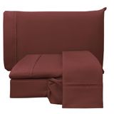 Jogo De Cama Lençol Casal Conforto Percal 300 Fios 4 Peças - Vinho