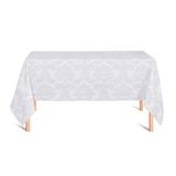 Toalha De Mesa 6 Lugares 1,60x2,00 Jacquard Medalhão Adamascado Retangular Branco