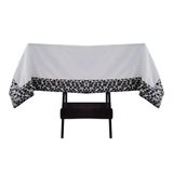 Toalha Mesa Gabardine Borda Jacquard 1,45x1,45 4 Lugares Branco