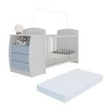 Berço Cômoda Com Colchão Incluso Colinho De Mãe Multimóveis Mp4304 Branco/azul
