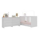 Berço 3 Em 1 Com Colchão Incluso E Cômoda Doce De Leite Multimóveis Mp4298 Branco
