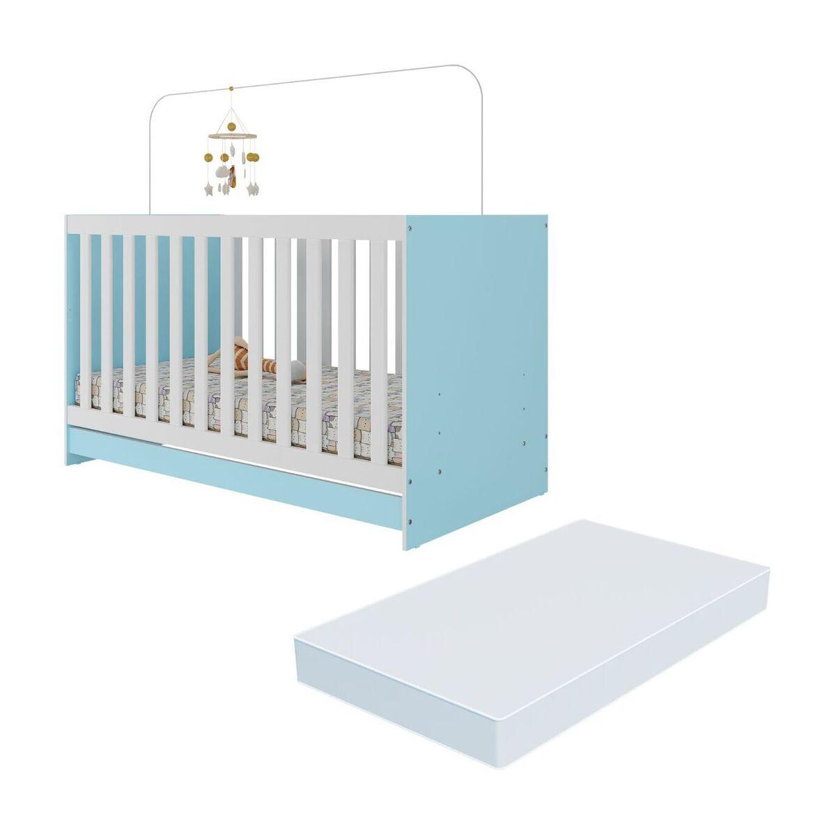 Berço 3 Em 1 Com Colchão Incluso Doce De Leite Multimóveis Mp4310 Azul