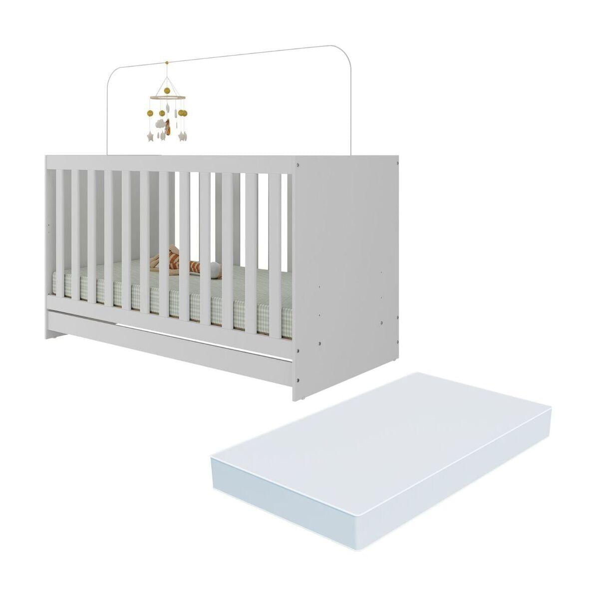 Berço 3 Em 1 Com Colchão Incluso Doce De Leite Multimóveis Mp4310 Branco