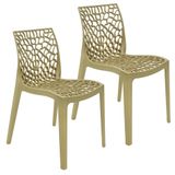 Kit 2 Cadeiras Gruvyer Design Cozinha Sala De Estar Jantar - Bege