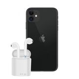Aparelho iPhone 11 Preto Apple 128GB Vitrine/Semi-Novo e fone sem fio