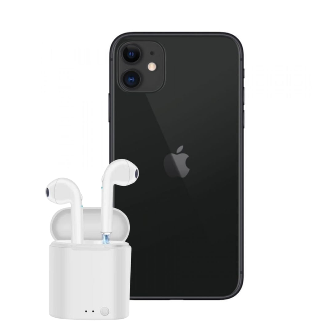 Aparelho Iphone 11 Preto Apple 128gb Vitrine/semi - Novo E Fone Sem Fio