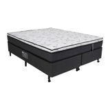 Cama Box Queen Size Castor New Alfa One Em Tecido Poliéster + Colchão Com Molejo Tecnopedic, Euro Pillow Em Malha 24x158x198cm