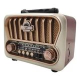 Caixa De Som Rádio Retrô Bluetooth A Bateria Am Fm Dourado