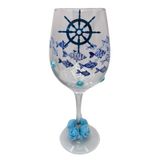 Taça Vinho Iemanjá Mar Vidro 490 Ml
