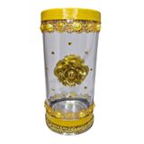 Suporte Porta Vela Oxum Flor Vidro E Alumínio 18 Cm