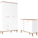 Guarda Roupa Infantil Ternura Com 3 Portas, 2 Gavetas E 5 Nichos Bartira