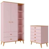 Guarda Roupa Infantil Ternura Com 5 Nichos, 2 Portas, 2 Gavetas Bartira