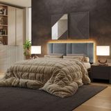 Cabeceira Estofada Cama Casal Queen Size Led Splend 160 Cm Linho Cinza