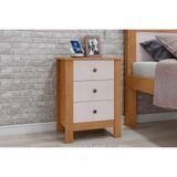 Mesa Cabeceira Casal Maggiore Com 3 Gavetas Amendoa Off White Lopas