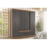 Guarda Roupa Casal 8 Portas E 4 Gavetas C- Pés Jatoba-grafitte