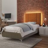 Cabeceira Estofada Cama Box Solteiro Com Led Splend 90 Cm Buclé Terracota