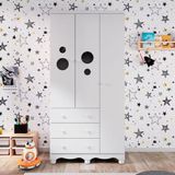 Guarda-roupa Infantil Duda Com 3 Portas 3 Gavetas Peroba