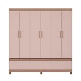 Guarda-Roupa Bartira Ilhéus com Cabideiro, 6 Portas de Bater, 3 Gavetas e 180cm de Largura