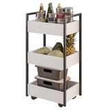 Carrinho Gourmet De Apoio Industrial 3 Prateleiras Liss M24 Branco/preto - Mpozenato