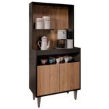 Armário De Cozinha 2 Portas Cantinho Do Café 70cm Bella M24 Preto/freijó - Mpozenato
