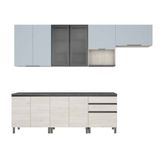 Cozinha Completa Bartira Cristal Com 10 Portas, 3 Gavetas E 6 Prateleiras - 300cm De Largura
