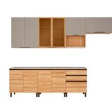 Cozinha Completa Bartira Cristal Com 10 Portas, 3 Gavetas E 6 Prateleiras - 300cm De Largura