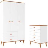 Guarda Roupa Infantil Ternura Com 3 Portas, 2 Gavetas E 5 Nichos Bartira