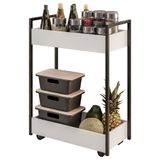 Carrinho Gourmet De Apoio Industrial 2 Prateleiras Sara M24 Branco/preto - Mpozenato