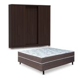 Guarda-roupa Casal Bartira Napoli Up 6 Portas E 4 Gavetas + Cama Box Conjugada Casal Umaflex New Florença