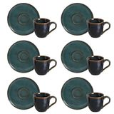 Conjunto De Xícaras De Café Com Pires Porto Brasil Bio Oceano 6 Peças - 120 Ml