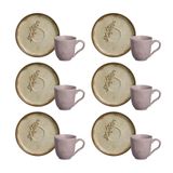 Conjunto De Xícaras Para Café Porto Brasil Stone Nativa Com Pires 120 Ml - 6 Peças
