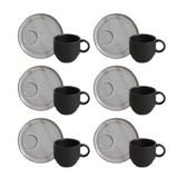 Conjunto De Xícaras De Chá Empilháveis Com Pires Porto Brasil Dust 6 Peças - 230 Ml