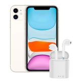 Aparelho Iphone 11 Branco Apple 128gb Vitrine/semi - Novo E Fone Sem Fio