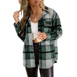 Blusa Feminina Trendy Queen, Casual, Xadrez, Verde, Gg