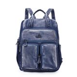 Mochila Angel Kiss Em Couro Macio Lavado Para Mulheres