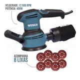 Lixadeira Roto Orbital 5&#39;&#39; 125mm 400w Ws4265 Wesco + 3 Lixas